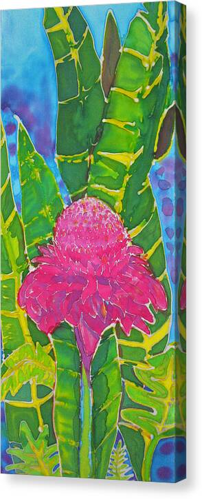 Pink Canvas Print featuring the painting Pink Torch Ginger by Kelly Smith