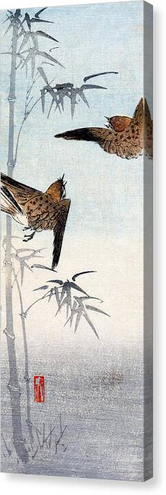 Historicimage Canvas Print featuring the painting 19th C. Japanese Sparrows by Historic Image