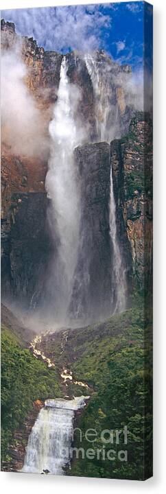 Venezuela Canvas Print featuring the photograph Panorama Angel Falls in Canaima National Park Venezuela by Dave Welling