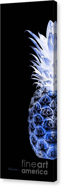 Art Canvas Print featuring the photograph 14JL Artistic Glowing Pineapple Digital Art Blue by Ricardos Creations