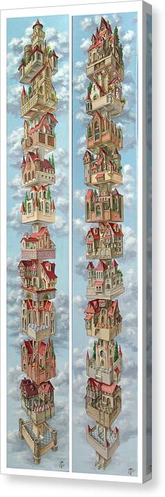 Castle Canvas Print featuring the painting Diptych Air Castles by Victor Molev