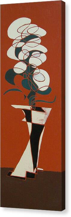 Abstract Canvas Print featuring the painting Floral on Red by John Gibbs
