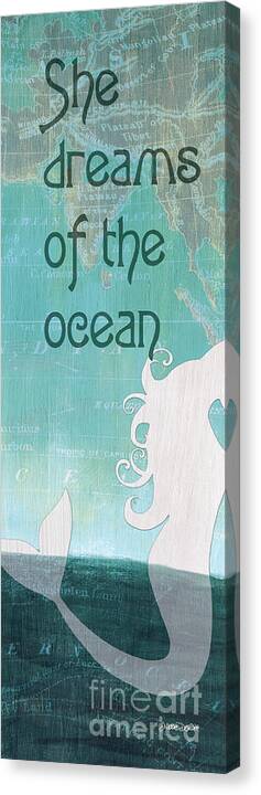 Mermaid Canvas Print featuring the painting La Mer Mermaid 1 by Debbie DeWitt