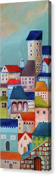Abstract Canvas Print featuring the painting Old Village by Florentina Maria Popescu