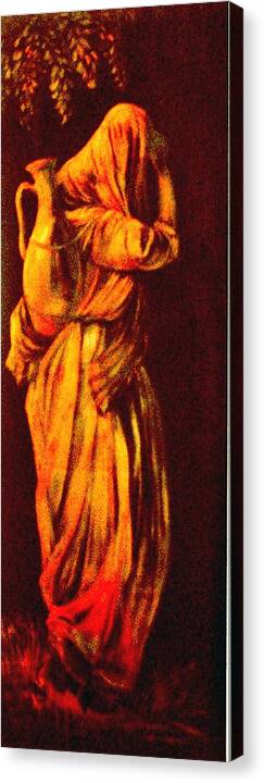 Woman Canvas Print featuring the painting Woman with water jug by Patricia Rachidi