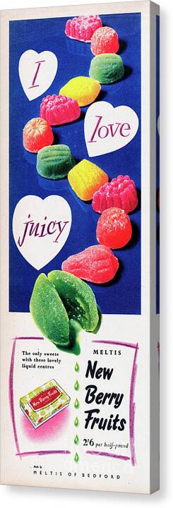 1950-1959 Canvas Print featuring the photograph I Love Juicy by Picture Post