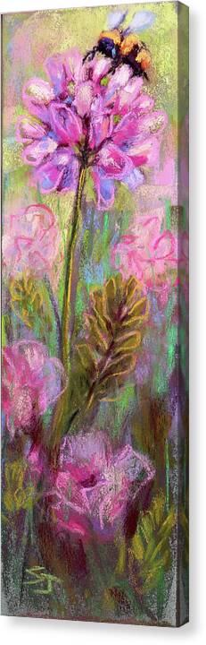 Bees Canvas Print featuring the painting Flower Hugger by Susan Jenkins