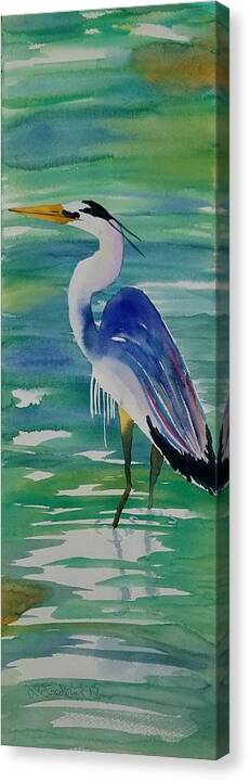 Blue Heron Canvas Print featuring the painting Sir Blue by Ann Frederick