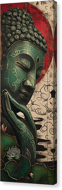 Buddha Canvas Print featuring the digital art Buddha Chill / Print #5 by SampadArt Gallery