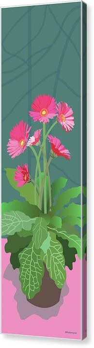 Floral Canvas Print featuring the painting Pink Gerbera Daisies by Marian Federspiel