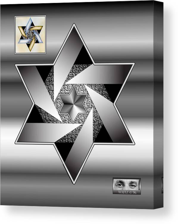 Star Of David Canvas Print featuring the digital art 060296a by Larry Waitz