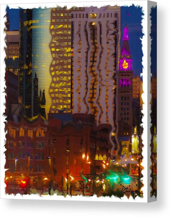 Denver Canvas Print featuring the photograph Denver at Nite by Peggy Dietz