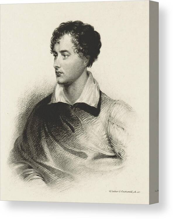 George Gordon Byron Canvas Print featuring the photograph Lord Byron, English Romantic Poet #1 by British Library