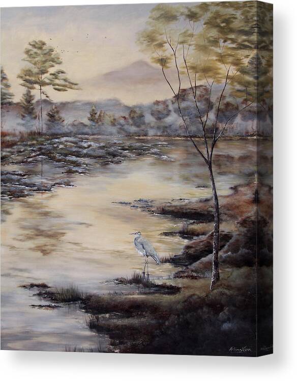 Lake Canvas Print featuring the painting Mountain Lake I by Katrina Nixon