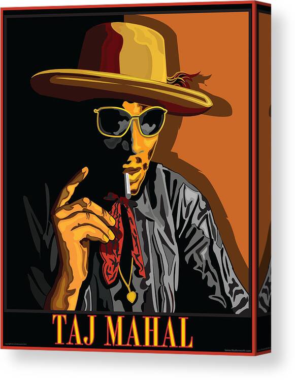  Taj Mahal Canvas Print featuring the digital art Taj Mahal Blue Musician by Larry Butterworth