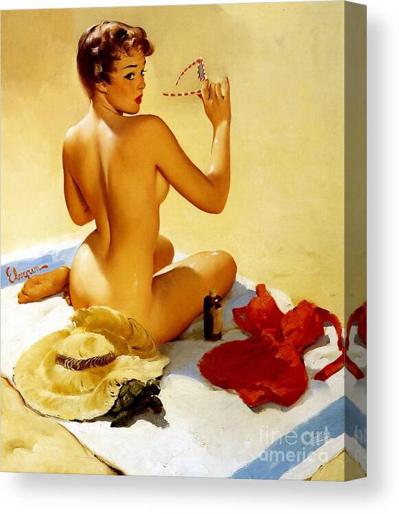 Vintage Pinup Canvas Print featuring the photograph 1950's Pin Up Girl by Action