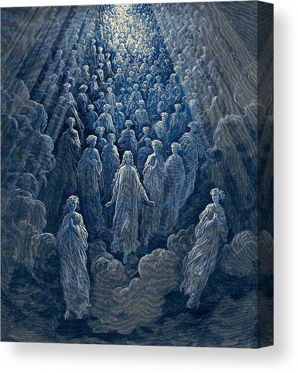 Gustave Dore Canvas Print featuring the painting The Angels in the Planet Mercury by Gustave Dore