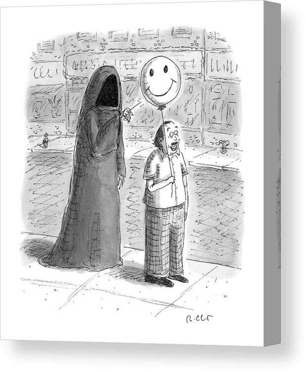 Grim Reaper Canvas Print featuring the drawing New Yorker September 26th, 2016 by Roz Chast