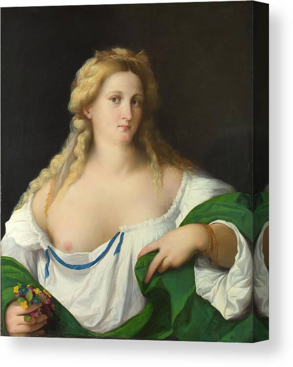 Palma Vecchio Canvas Print featuring the painting A Blonde Woman by Palma Vecchio