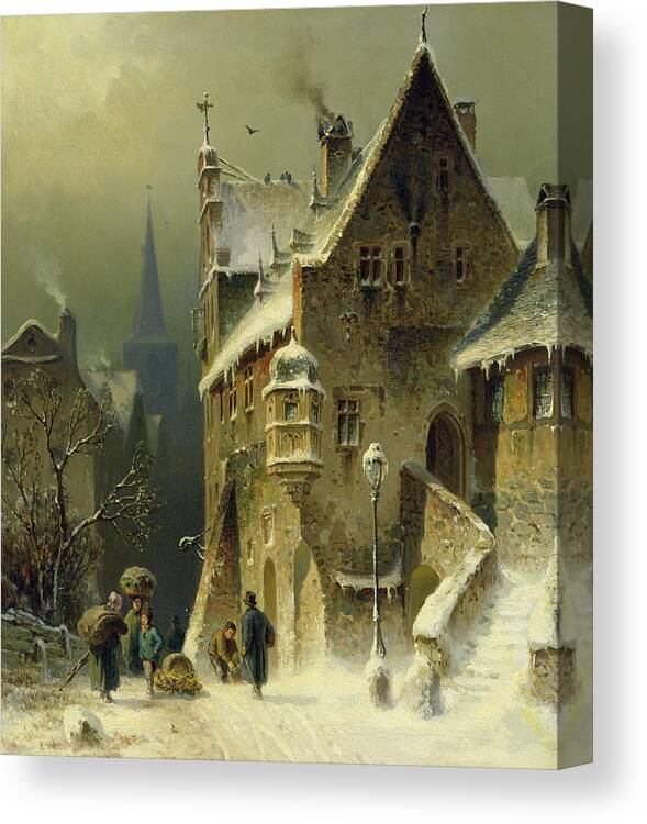 Schlieker Canvas Print featuring the painting A Small Town in the Rhine by August Schlieker
