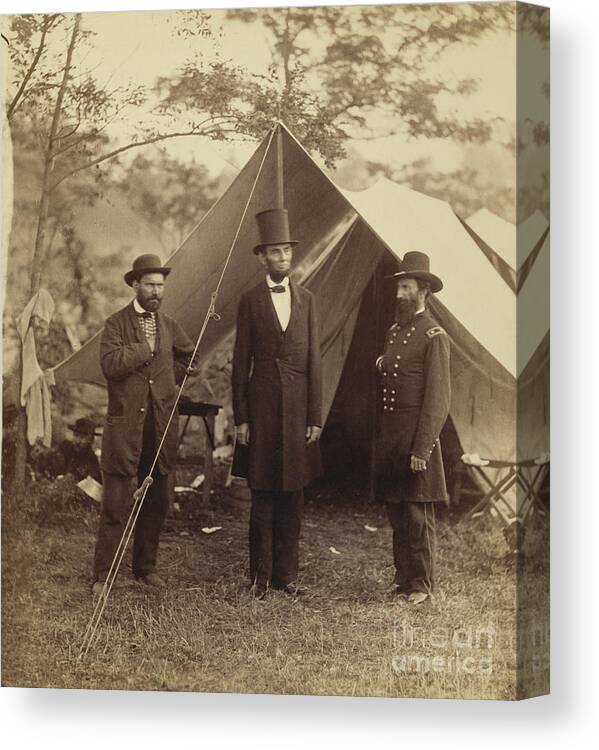 Abraham Lincoln Canvas Print featuring the photograph Abraham Lincoln Near Antietam 1862 by Getty Research Institute