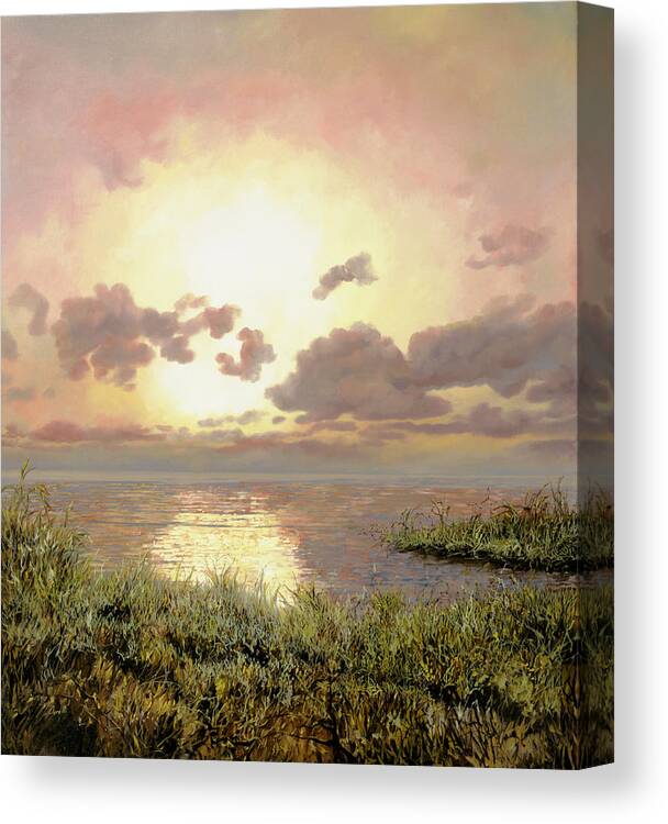 Sunrise Canvas Print featuring the painting Alba Nella Palude by Guido Borelli
