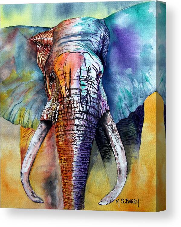 Elephant Canvas Print featuring the painting Alpha by Maria Barry