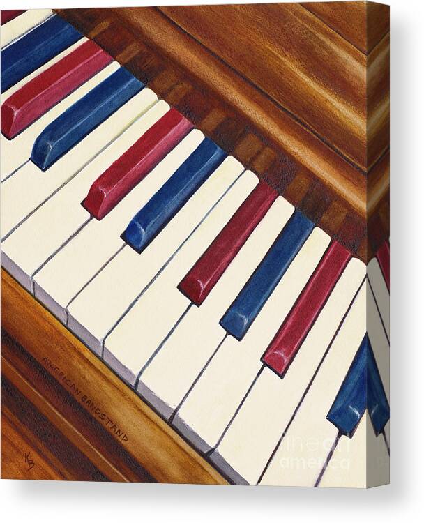 Piano Canvas Print featuring the painting American Bandstand by Karen Fleschler