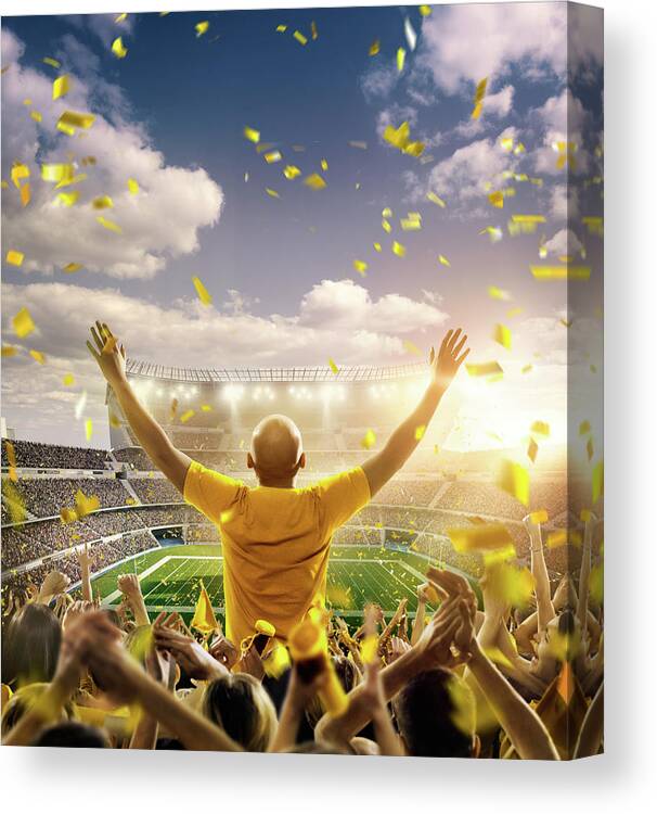 Event Canvas Print featuring the photograph American Football Fans At Stadium by Dmytro Aksonov
