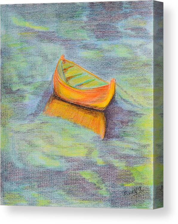 Boat Canvas Print featuring the drawing Anchored In The Shallows by Donna Blackhall