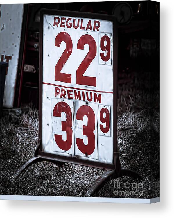 Nostalgic Canvas Print featuring the photograph Ancient Gas Prices by Jim Lepard