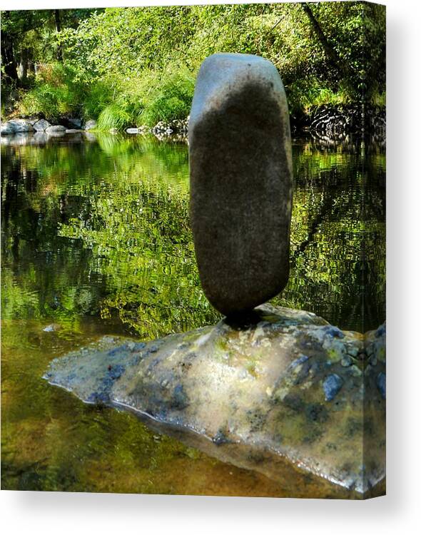 Rock Canvas Print featuring the photograph Balanced Reflections by Peter Mooyman