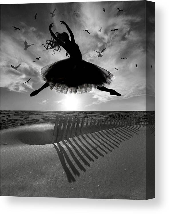 Ballerina Canvas Print featuring the digital art Beach Ballerina by Nina Bradica