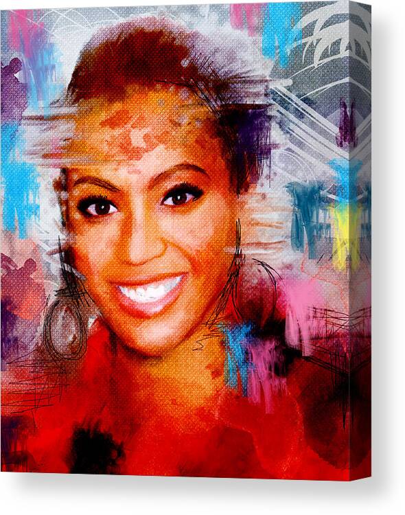 Beyonce Canvas Print featuring the painting Beyonce by Bogdan Floridana Oana