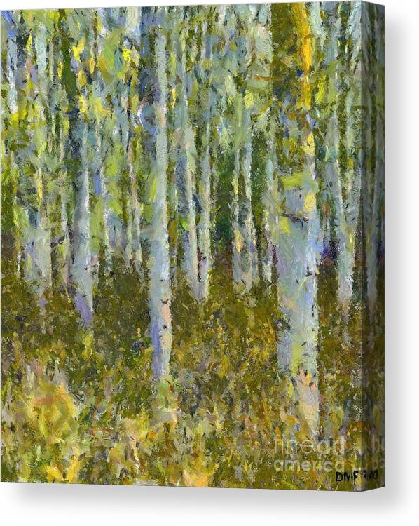 Landscapes Canvas Print featuring the painting Biches In The Spring by Dragica Micki Fortuna