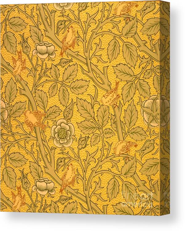 Wallpaper Canvas Print featuring the tapestry - textile Bird wallpaper design by William Morris by William Morris