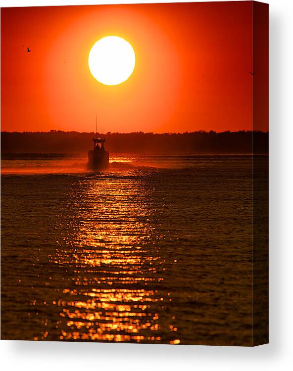 Boat Canvas Print featuring the photograph Boat at Sunset by David Kay