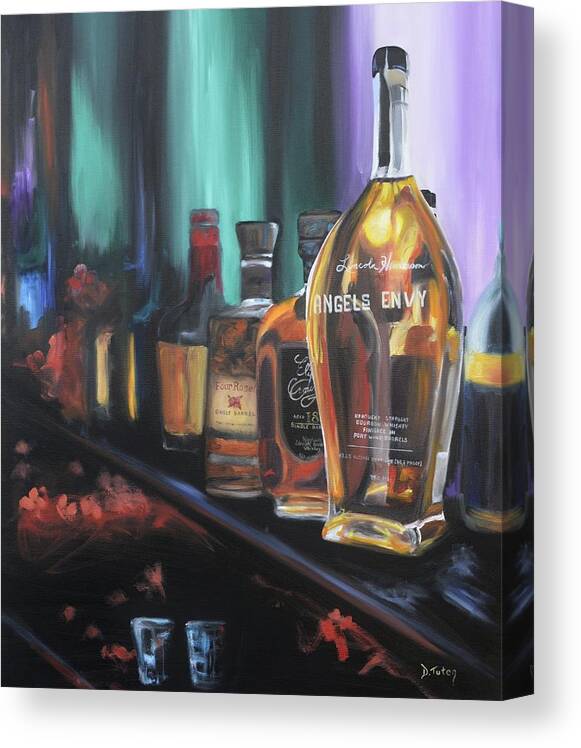Bourbon Canvas Print featuring the painting Bourbon Bar Oil Painting by Donna Tuten