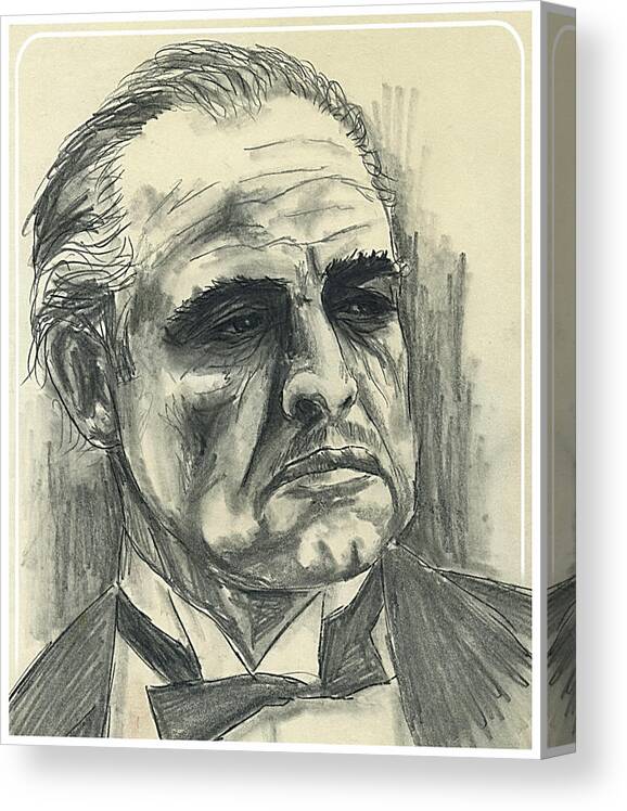 Brando Canvas Print featuring the drawing Brando by Hartmut Jager