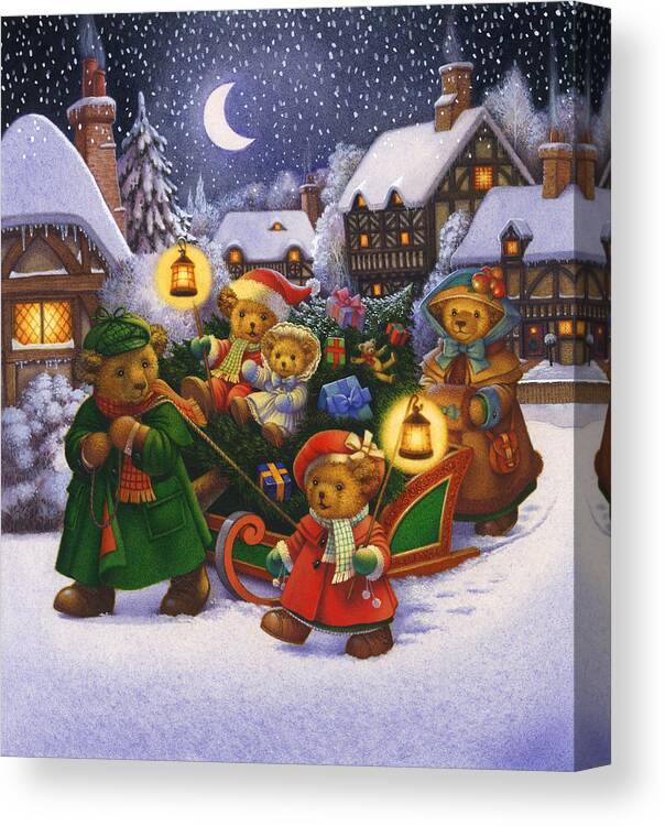 Carol Lawson Canvas Print featuring the painting Bring The Christmas Tree by Carol Lawson