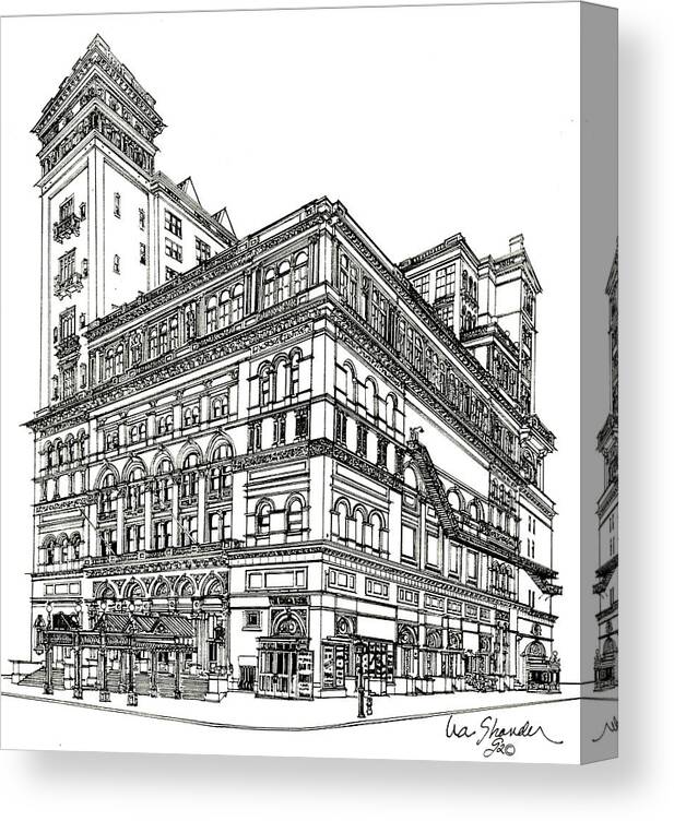 Carnegie Hall Canvas Print featuring the drawing Carnegie Hall Back in Time by Ira Shander