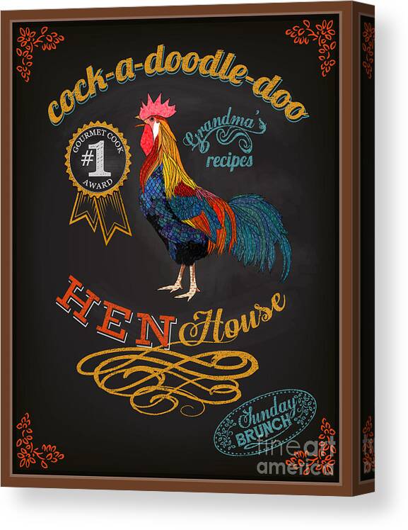 Chicken Nuggets Canvas Print featuring the digital art Chalkboard Poster For Chicken by Lanan