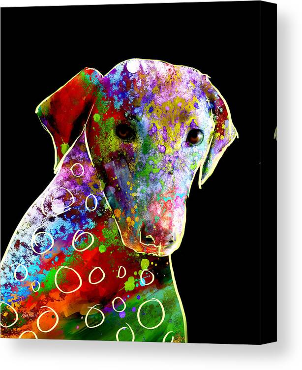 Dog Canvas Print featuring the digital art Color Splash Abstract Dog Art by Ann Powell