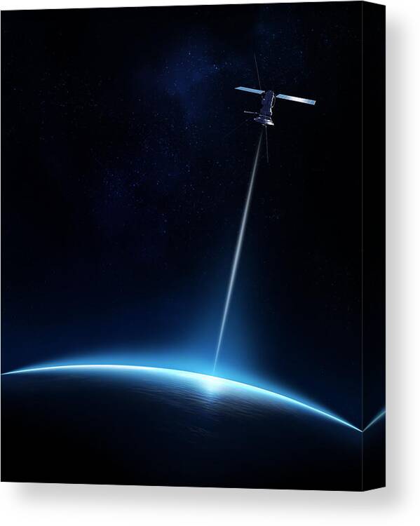 Atmosphere Canvas Print featuring the photograph Communication between satellite and earth by Johan Swanepoel