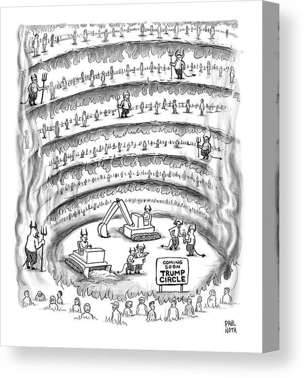 Hell Canvas Print featuring the drawing Construction Work In Hell by Paul Noth