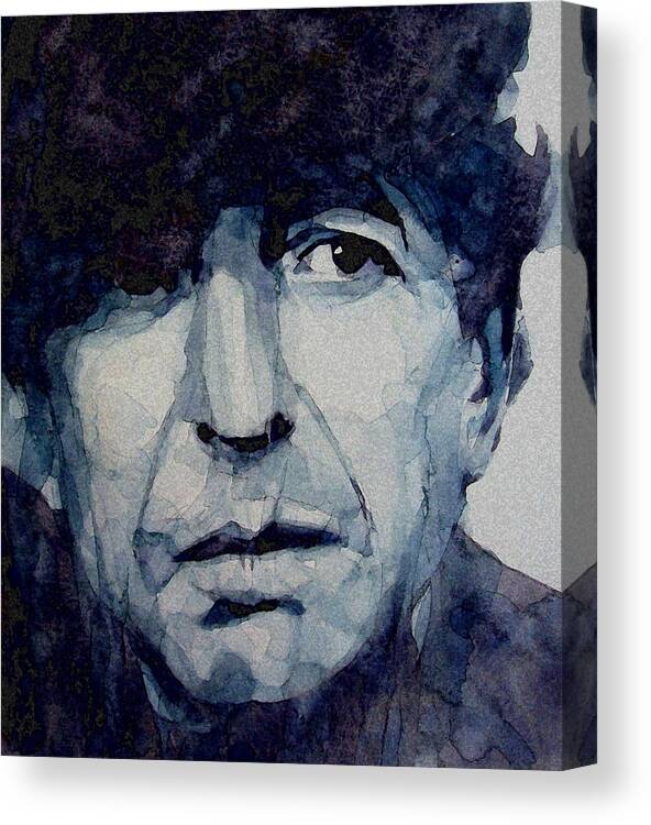Leonard Cohen Canvas Print featuring the painting Famous Blue raincoat by Paul Lovering