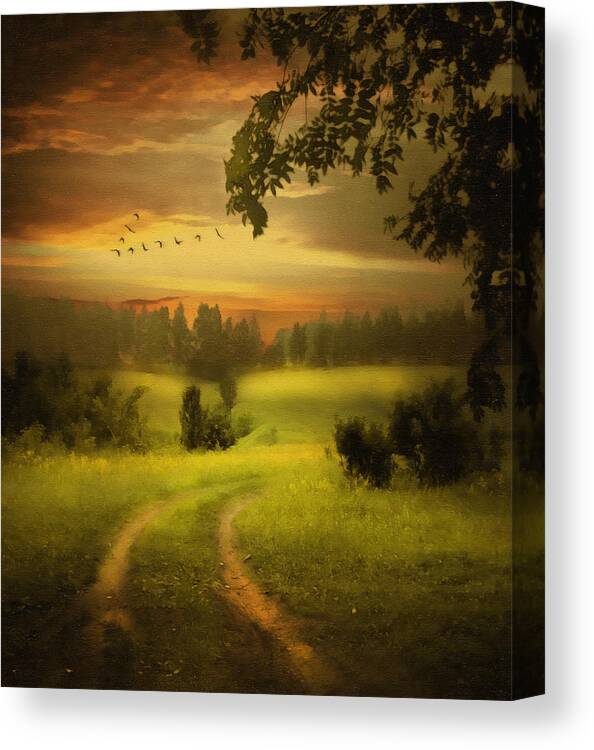 Digital Painting Canvas Print featuring the painting Fields Of Dreams by Georgiana Romanovna