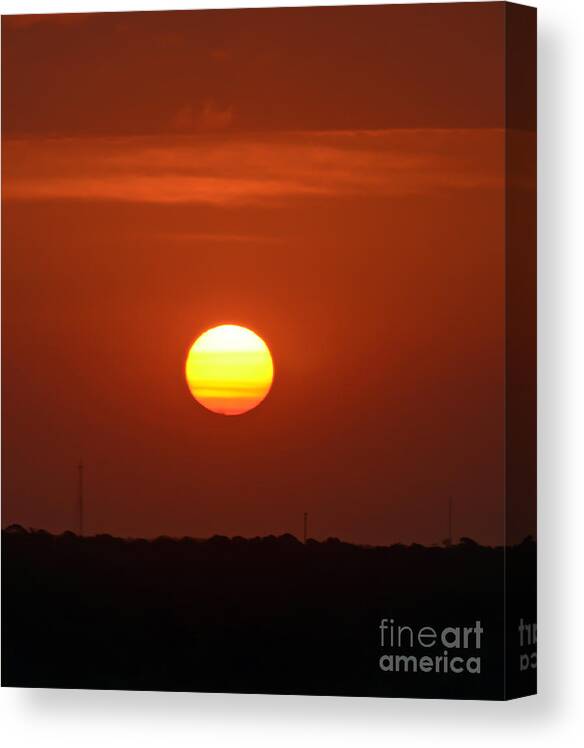 Sunrise Canvas Print featuring the photograph Fire In The Sky by Kerri Farley