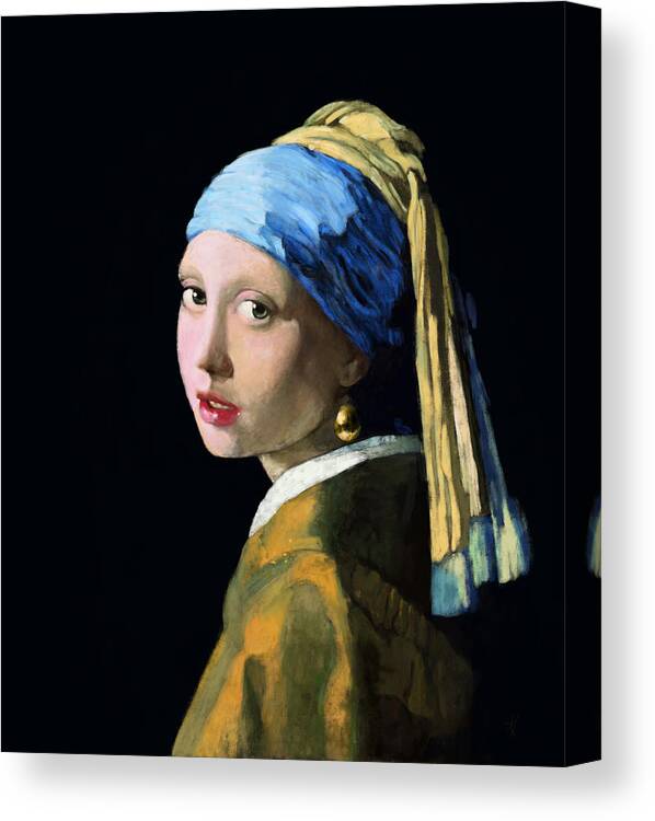 Vermeer Canvas Print featuring the painting Girl with a Citrine Earring by Arie Van der Wijst