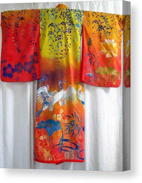 Madame Butterfly Canvas Print featuring the photograph Hand-painred Kimono by Alfred Ng